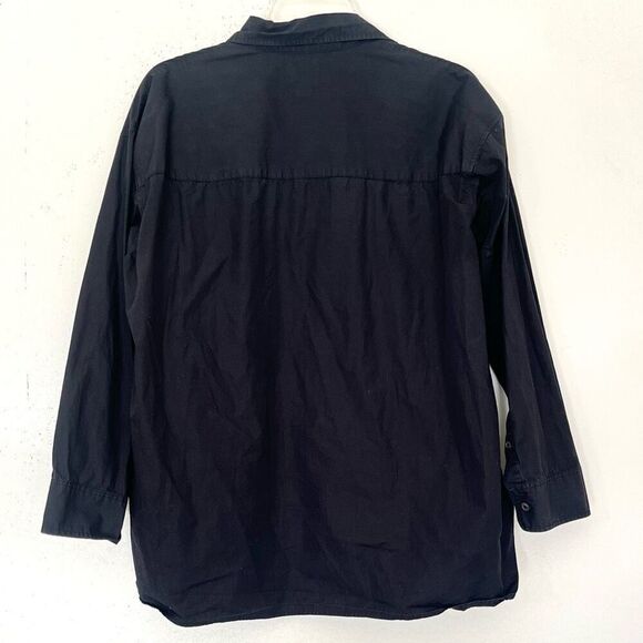 Aritzia Wilfred Free Oversized Shirt XS Black Cotton Button Up w/ Chest Pockets - Picture 6 of 9